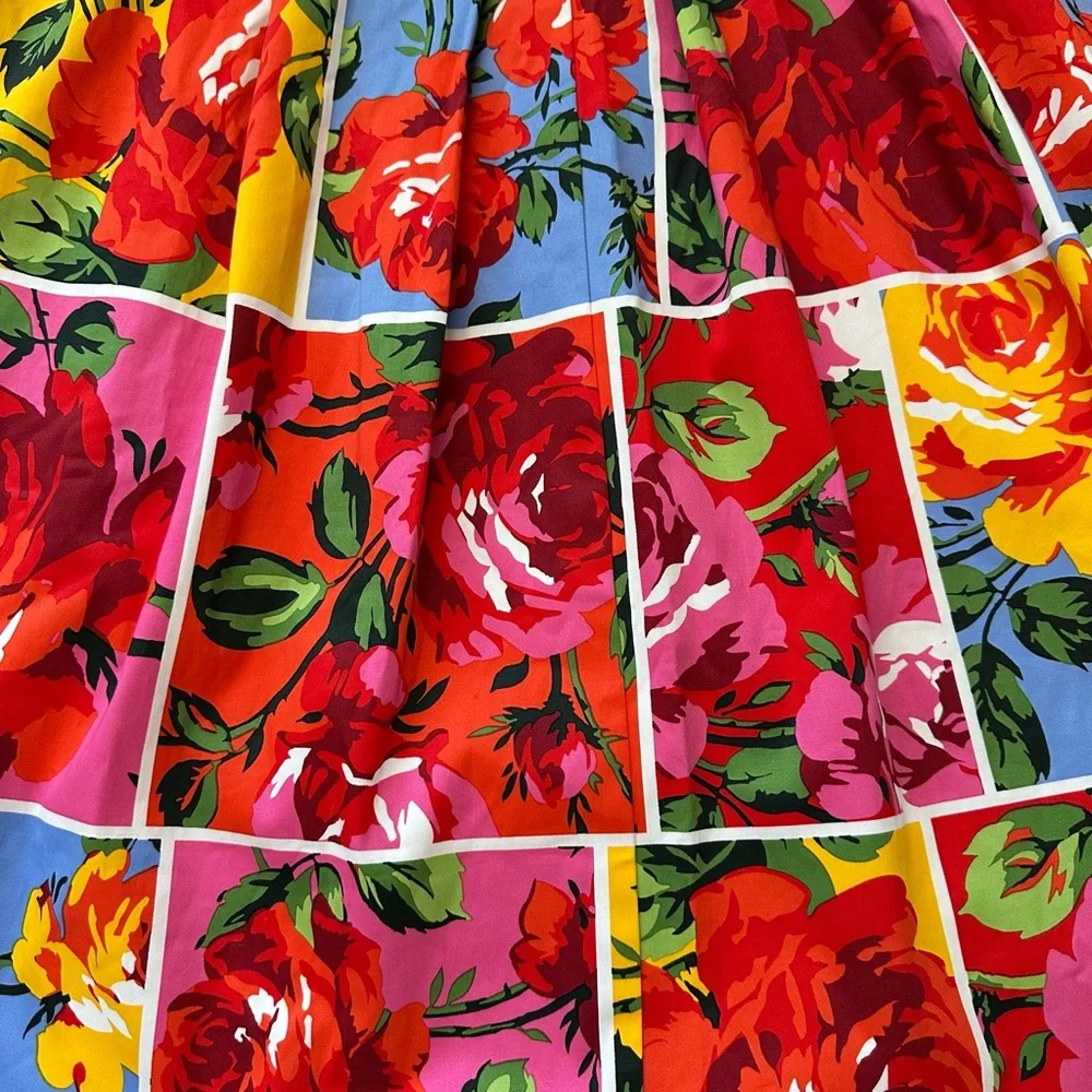NWT New York & Company Floral Patchwork Boho Colorful Midi Skirt - L
